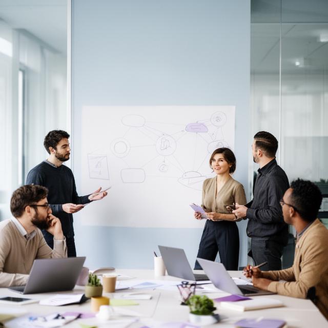 Berliner Agenturteam bei der Planung von Rollen und Projektabläufen an einem Whiteboard